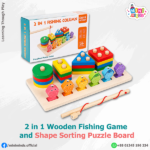 2 in 1 Wooden Fishing Game & Shape Sorting Puzzle Board